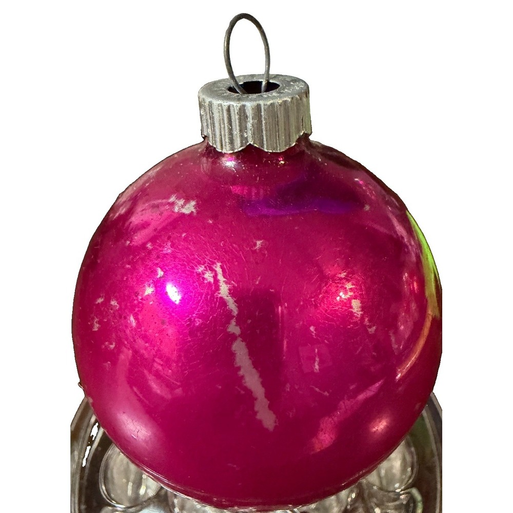 Vintage Shiny Brite Hot Pink Glass Ball Christmas Ornament 2.25in USA